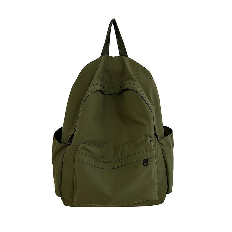 Female Students Campus Canvas Schoolbag Junior High School Students Simple Style Solid Color Large Capacity Backpack Fashion