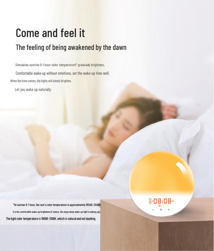 Smart Sunrise-Sunset LED Alarm Clock with Color-Changing Night Light