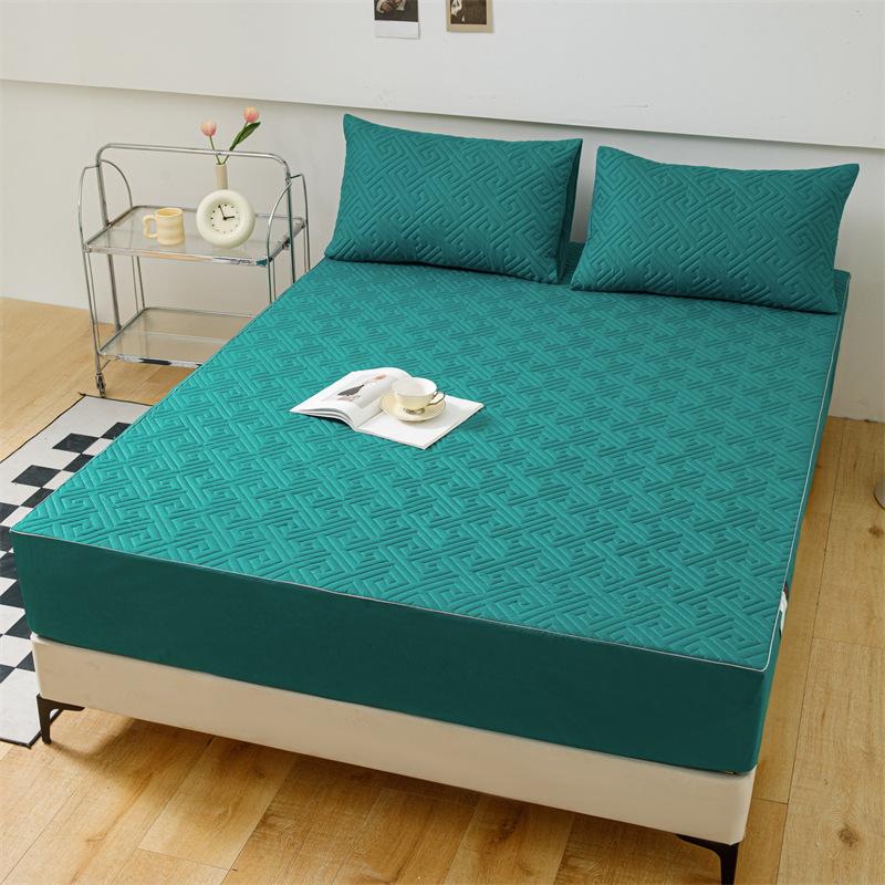 Quilted Mattress Cover Embossed Bed Sheet Mattress Protector Home Textile Solid Color Bed Cover Mattress Cover Thick Soft Cushion Bedding NoPillowcase