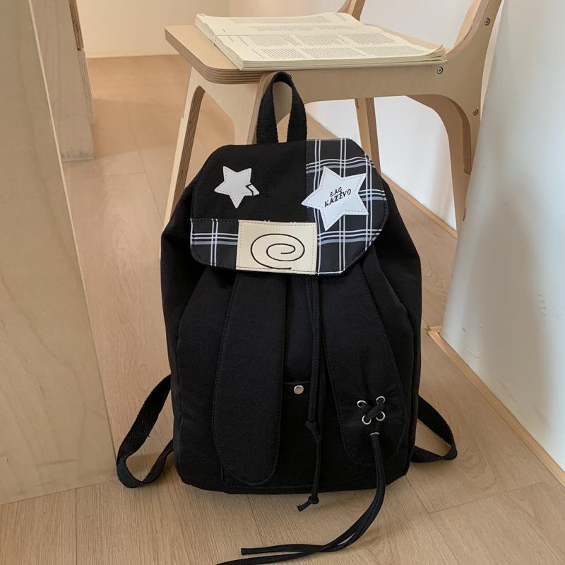 Schoolbag Korean Version Travel Versatile Commuter High-value Rabbit Ears Flip Bundle Backpack Junior High School Student Class Backpack