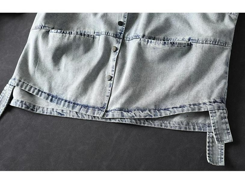 Damen Petites lockere Jeansjacke mit Revers - Frühling Lässig Übergröße
