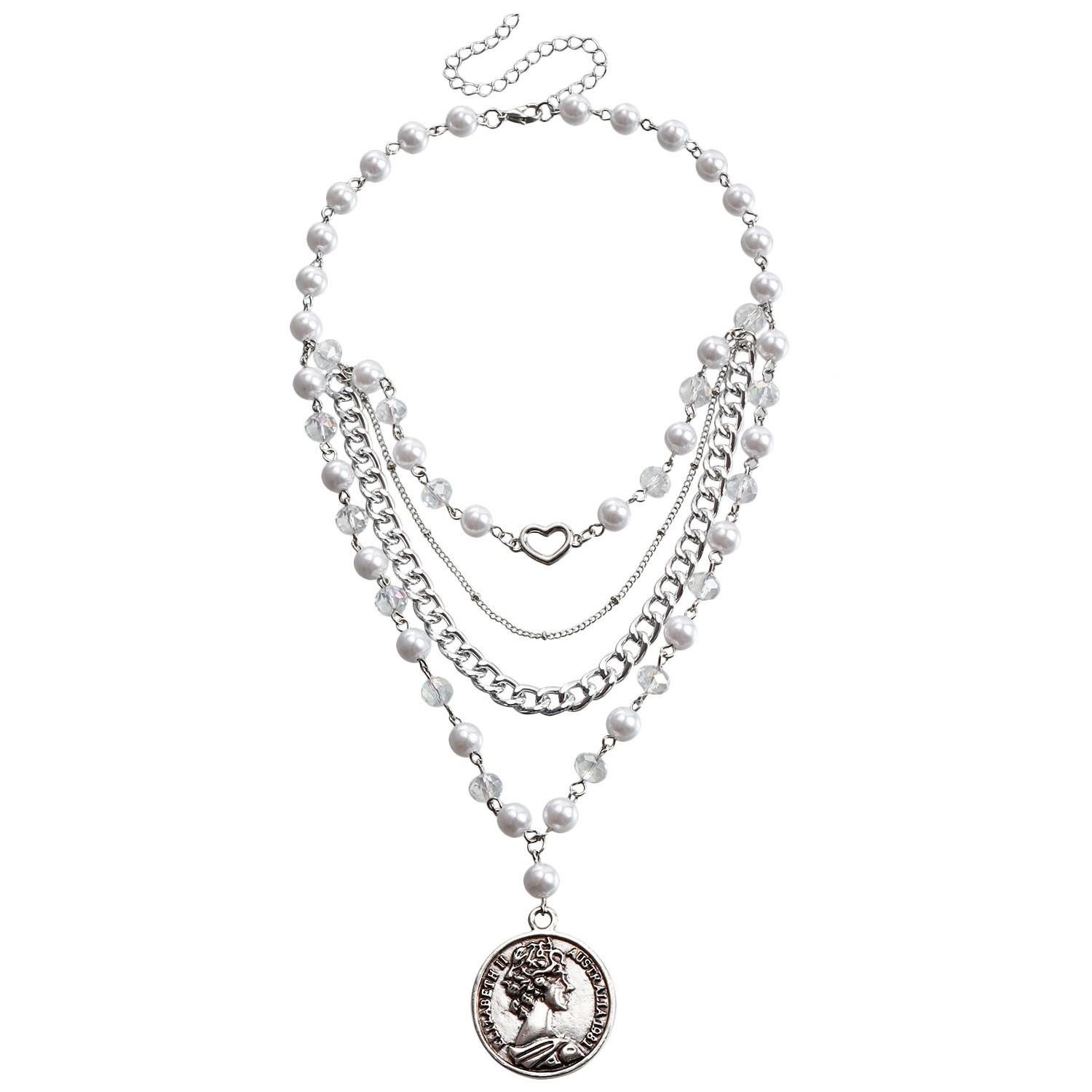 Аксессуары, Дизайн Двухслойная Кисточка из Бисера Преувеличенная Подвеска в Виде Сердца Любви Персикового Цвета Женская Универсальная