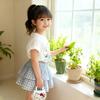 2025 Korean Summer Cute Cat Print Short Sleeve Plaid Skirt Set