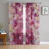 Wedding Flowers Rose Sheer Curtains Living Room Window Tulle Curtains For Bedroom Kitchen Home Decoration Voile Drapes