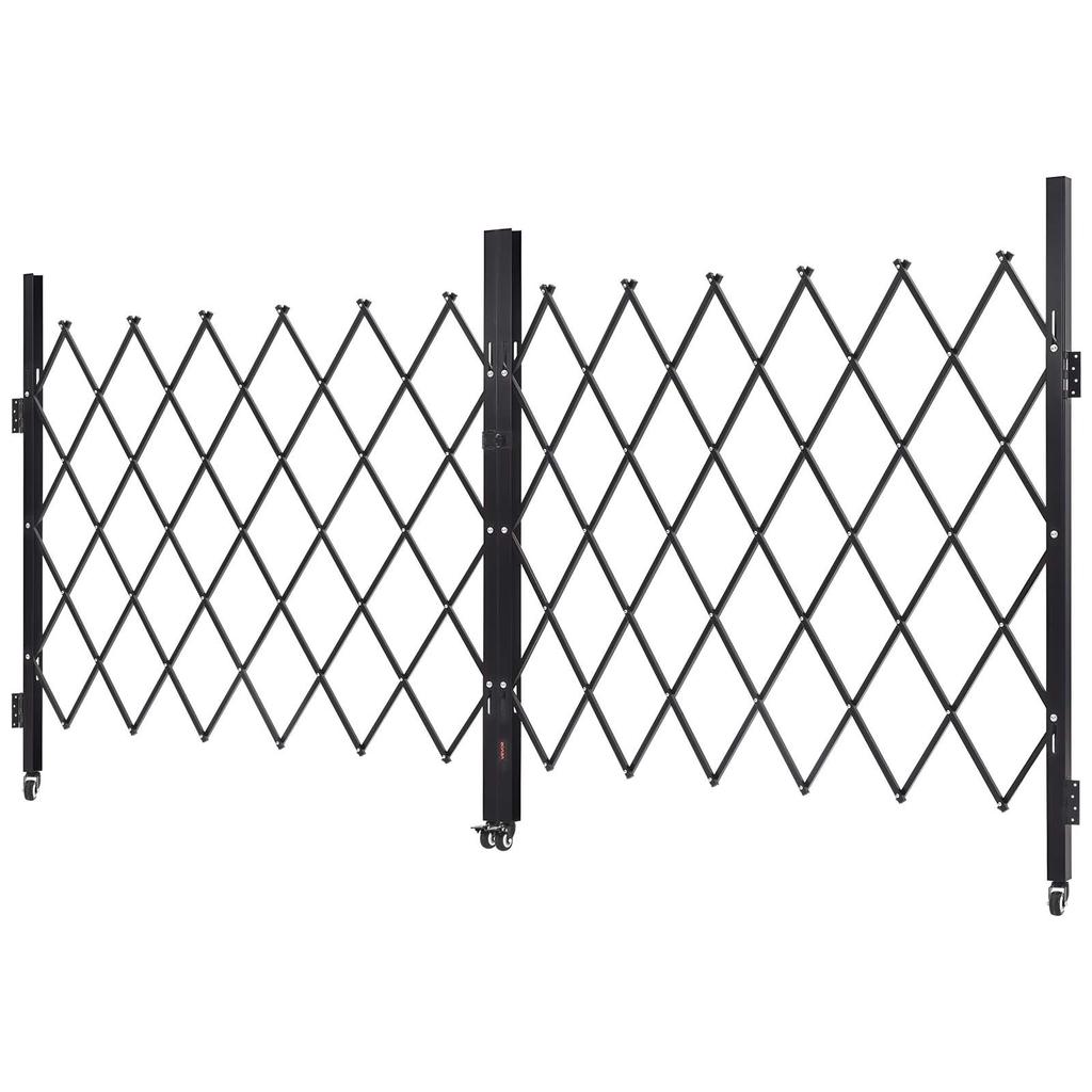 VEVOR Double Folding Security Gate, Lockable Scissor Gate with 360 Degrees Swivel Casters, Outdoor Barricade Steel Retractable Gates