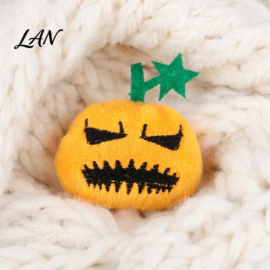 Stuffed Halloween Cat Toy Pumpkin Toy, Squeaky Chew Soft Plush with Feathers for Indoor Cats Self-entertainment