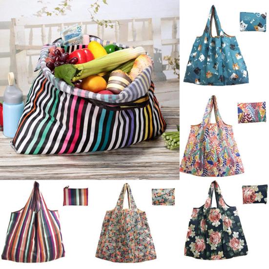 Foldable Colored Large Capacity Shopping Handbag Grocery Storage Bag Tote Pouch