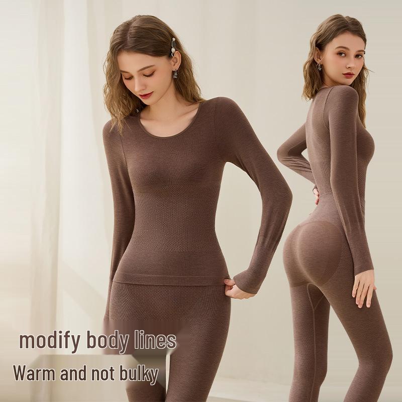 Women's Seamless Self-heating Slim Fit Thermal Underwear Set for Autumn and Winter