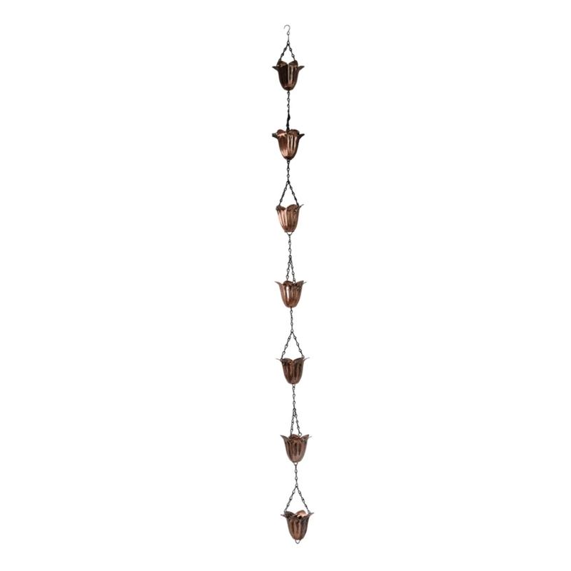 Catena Acqua in Ferro Robusto a Forma di Fiore per Grondaia Tetto Decorativa Funzionale Giardino Esterno Dispersione Acqua Piovana