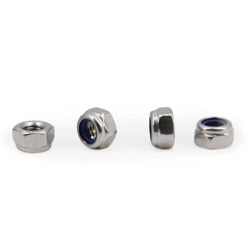 100pcs M6 Pitch 304 Stainless Steel Self-Locking Hex Lock Nuts, Nylon Insert LockNuts Silver Metric Self Clinching Hex Lock Nuts