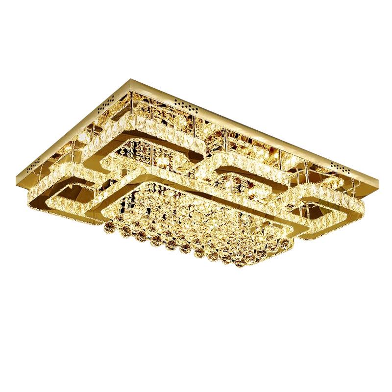 Gold Square LED Crystal Ceiling Lamp Set for Living Room & Master Bedroom