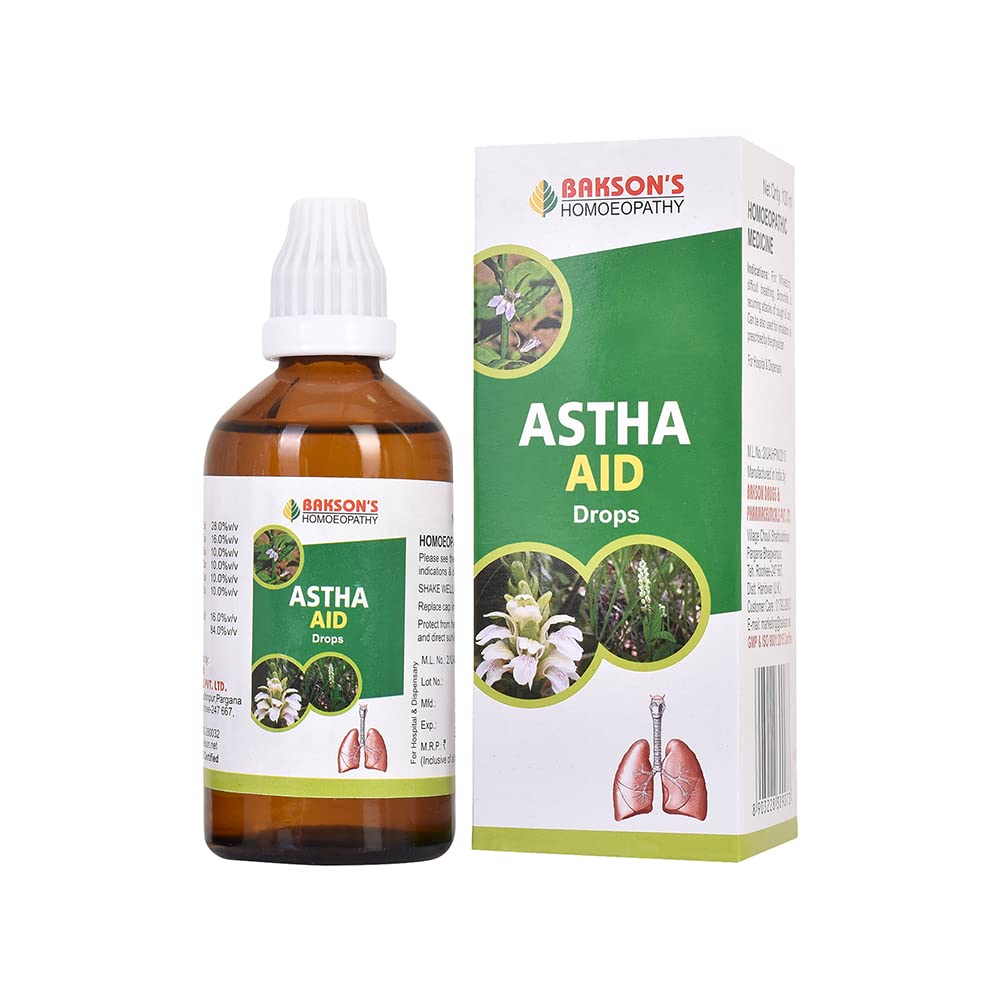 

Bakson s Homoeopathy Astha Aid Drops 100 ml Pack of 1 for Respiratory Care & Daily Use