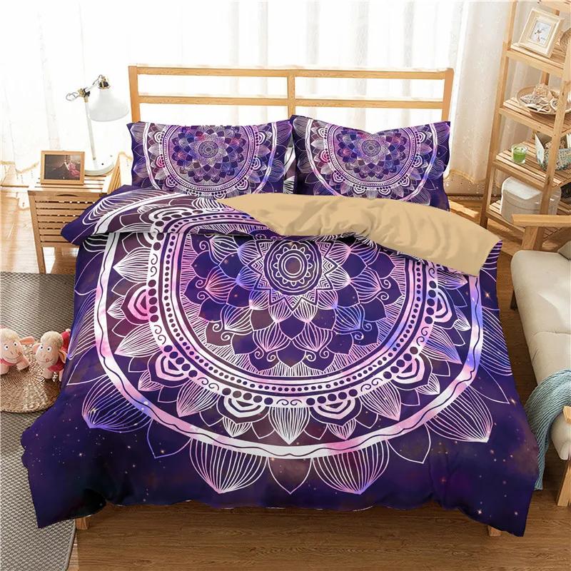 Bohemian Mandala Duvet Cover Set Hippie Twin Full Queen King Bedding Set Polyester Ethnic Floral Quilt Cover with 2 Pillowcase