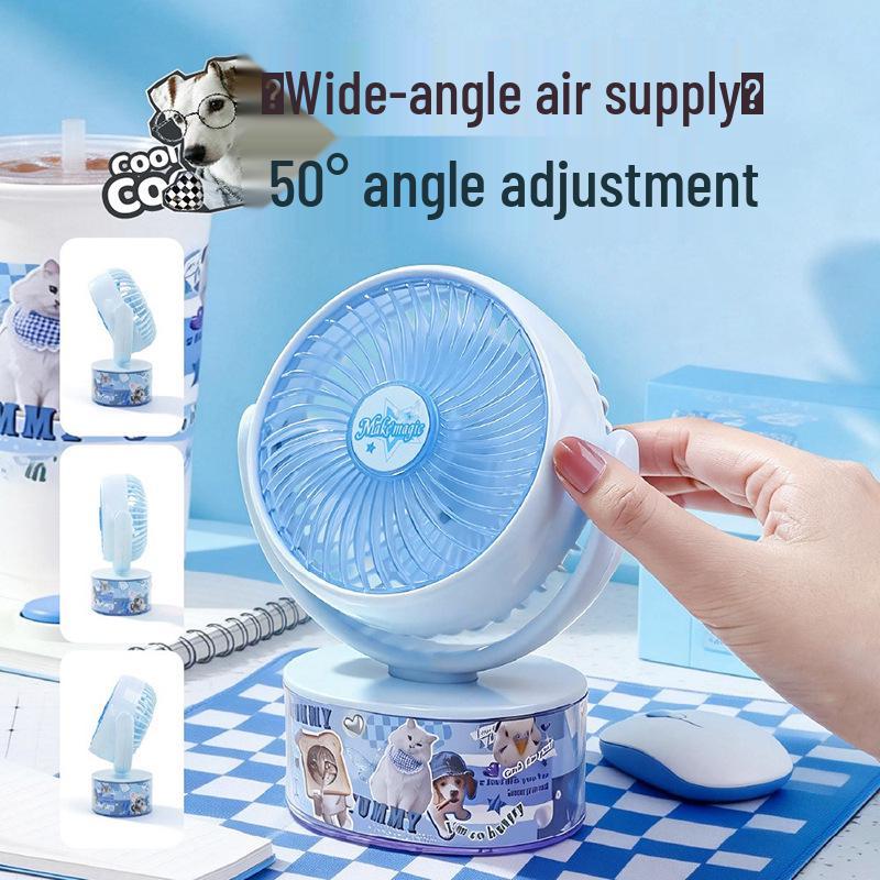 2026 Transparent Desktop Fan - Cute Animal Design, Low Noise, USB Rechargeable, Ideal for Dorms and Homes.