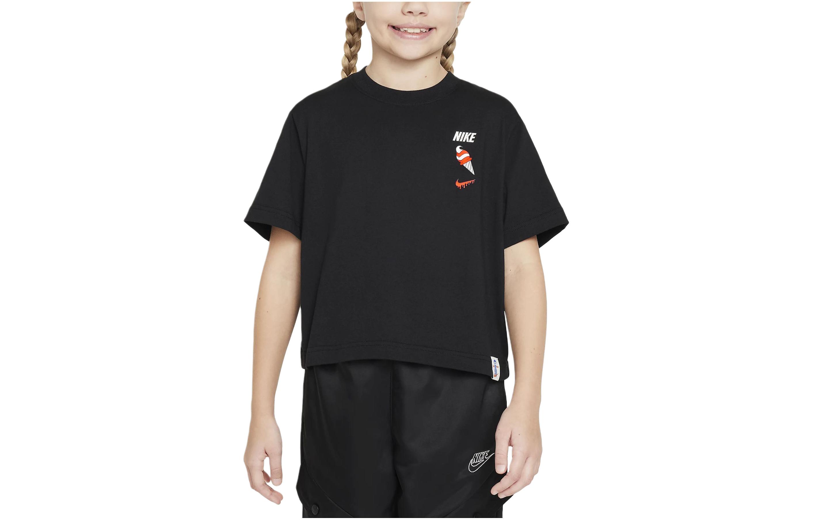 Nike T Shirt Sportswear Black Kids  FV5495-010 S