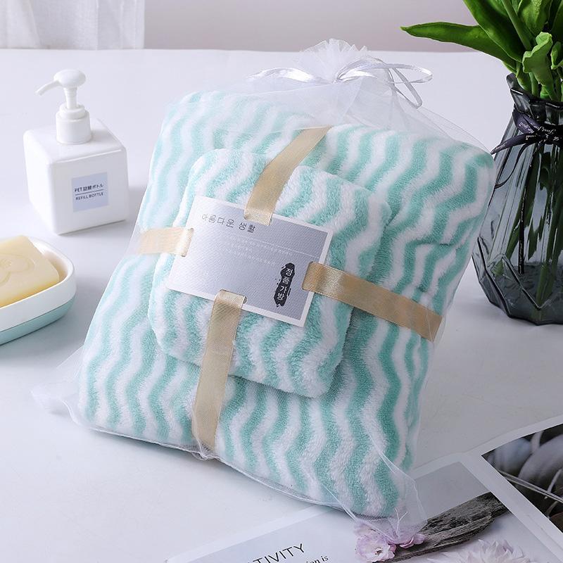 

2 шт./набор Аксессуары для ванной комнаты Мягкое и впитывающее полотенце для лица, рук, банное полотенце, утолщенное коралловое вельветовое быстросохнущее полотенце из микрофибры зелёный