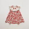 Girls Summer Cherry Embroidered Sleeveless Dress With Ruffled Hem Sweet Princess Party Dress For Kids