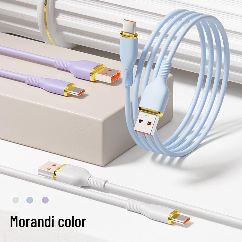 100W Liquid Soft Rubber Dual USB-C Data Cable for Apple & Huawei - PD27W Super Fast Charging (60W).