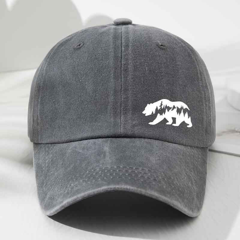 Perfect Fusion of Deep Forest and Bear Pattern Printed Baseball Hat Outdoor Adventure Sunshade Fishing Hat