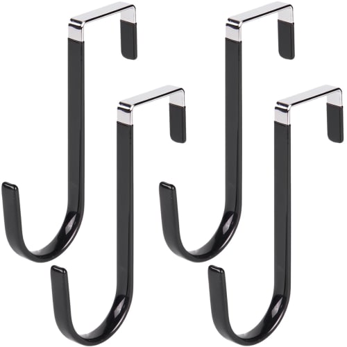 fogman Door Hooks, Door Hangers, Easy Installation, Interior Accessories, Hats, Space-Saving, Set of 4 (Black)
