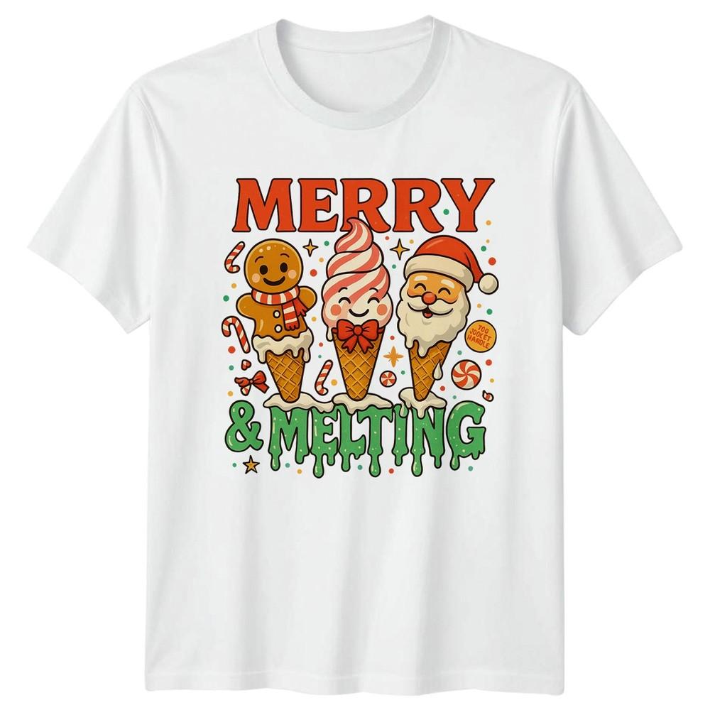 Merry Melting Christmas Gingerbread Santa Claus Unisexs Unisexs Graphic Tee S