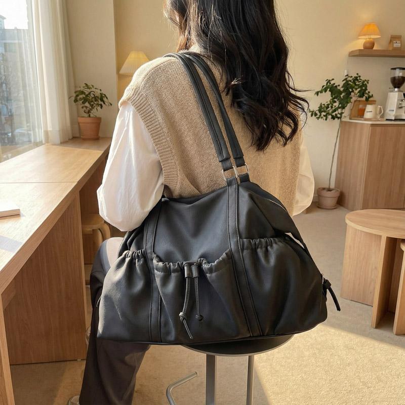 Elegant PU Tote Bag for Women – Fashionable Drawstring Bottom Design with Adjustable Shoulder Strap, Perfect for Work & Daily Use