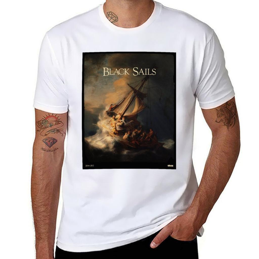 Black Sails x Rembrandts The Storm on the Sea of Galilee TShirt Breathable Gym Short Sleeve TShirt