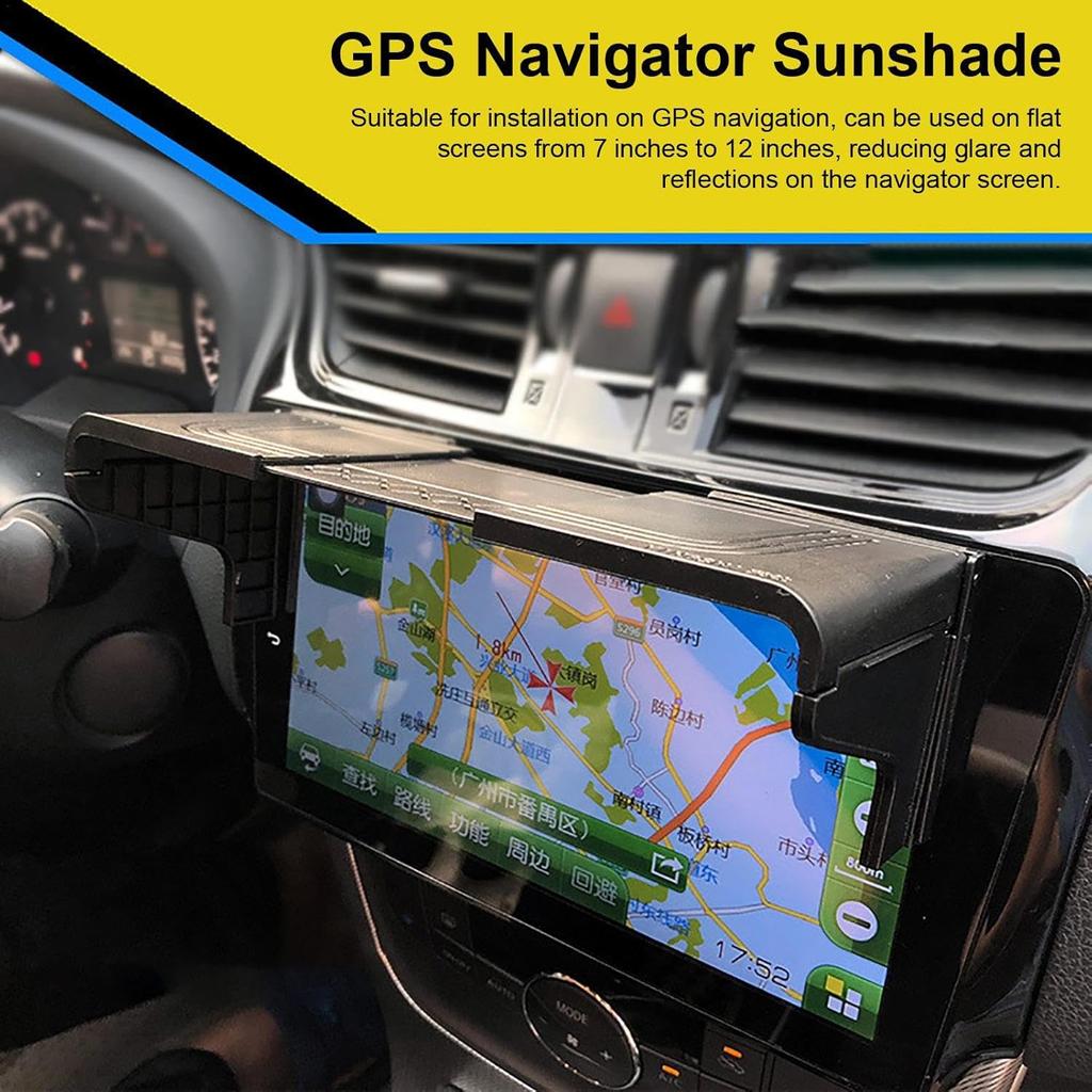 Car GPS Sun Shade - Anti-Glare Visor For 7-12 Inch Navigators, Safety Driving Cover