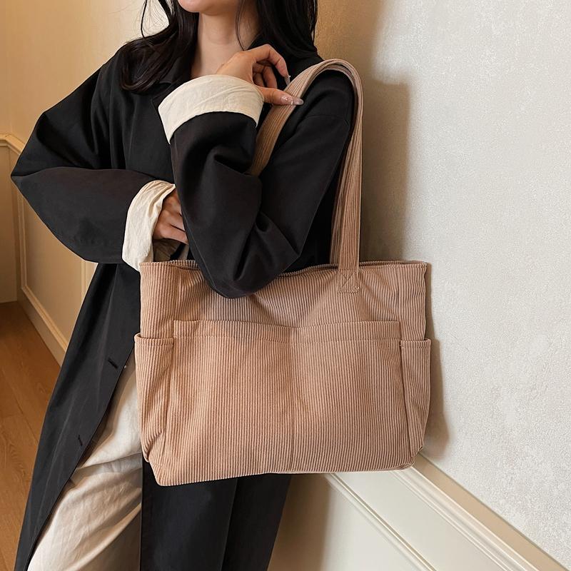 Lightweight Large Capacity Commuter Tote Bag Solid Color Shoulder Bag