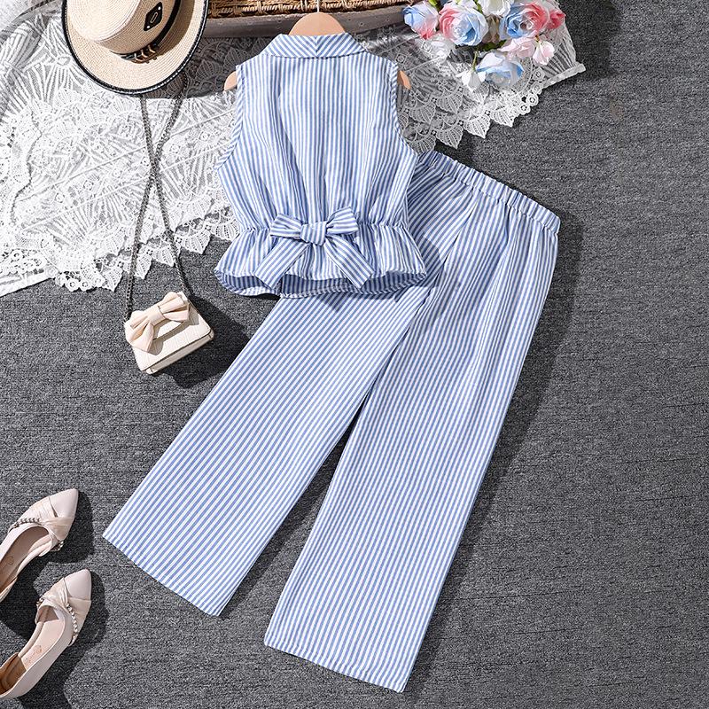 Spring/Summer 2026 Plus Size Women's Striped Sleeveless Shirt & Pants Set