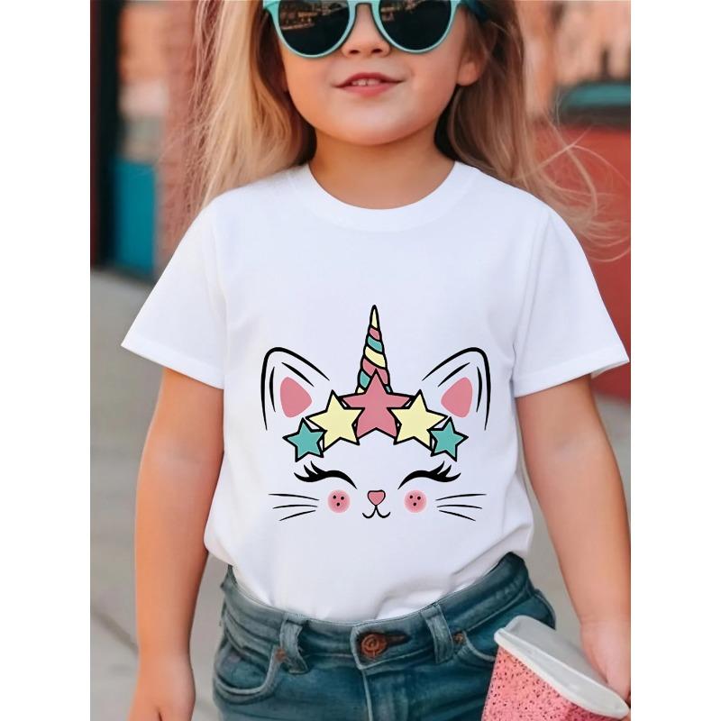 European Sizes Girls Cotton Short-sleeve T-shirt, Soft and Comfortable Daily Wear, Suitable for Home, Outdoor and Sports Activities