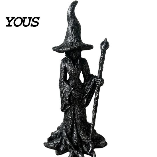 Resin Witch Decoration Statue, Gothic Halloween Figurine, Dark Night Collectible Fantasy Ornament for Desktop, Bookshelf, Home, Office Decor Art