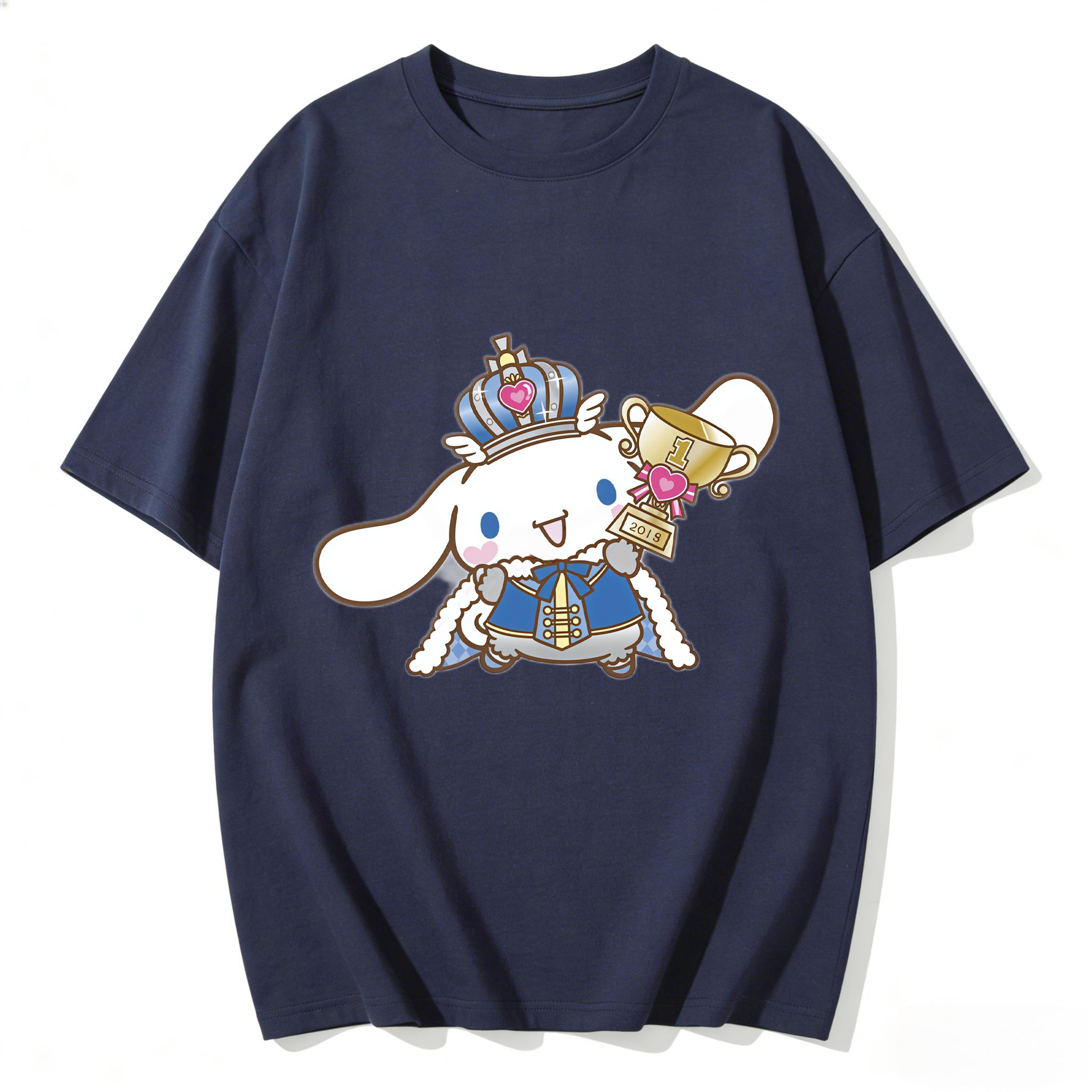 

2026 Cinnamoroll Tee soft cotton short sleeve crew neck cute print lightweight summer top for Women daily casual wear S