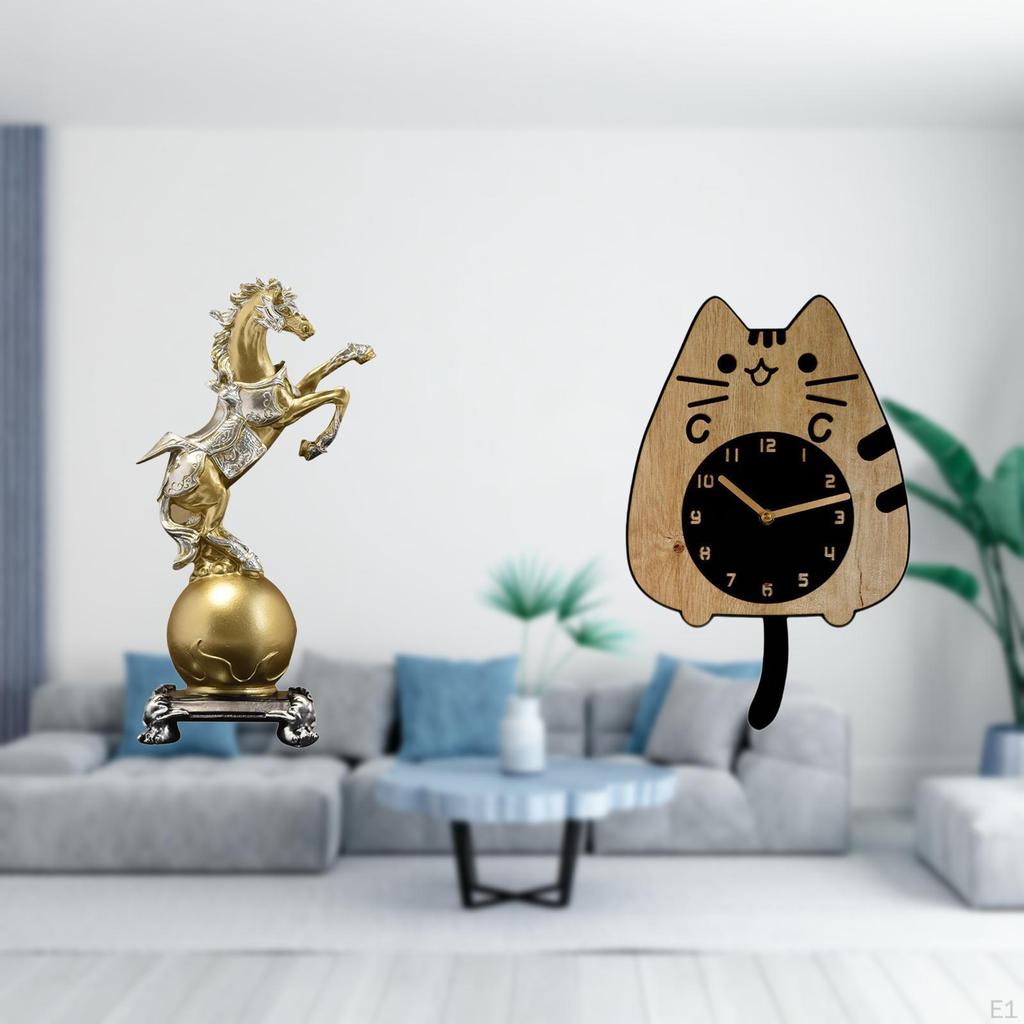 Collectible Resin Decorative Figurine Modern Statue Horse Art Craft Ornament Cute Wall Clock for