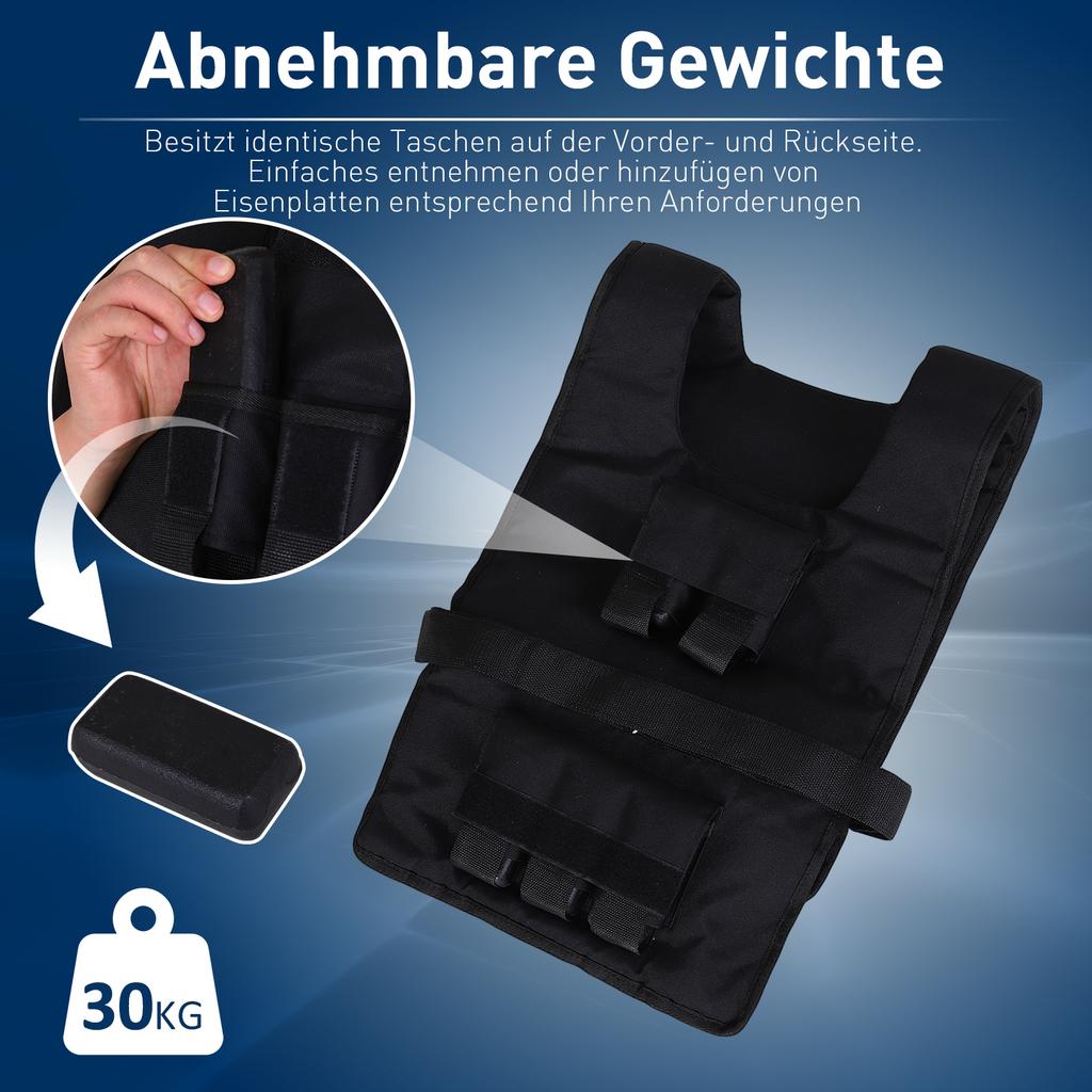 Gewichtsweste 15 KG / 20 KG / 30 KG Verstellbare Trainingsweste mit herausnehmbaren Gewichten Laufweste für Damen Herren zum Muskelaufbau Krafttraining