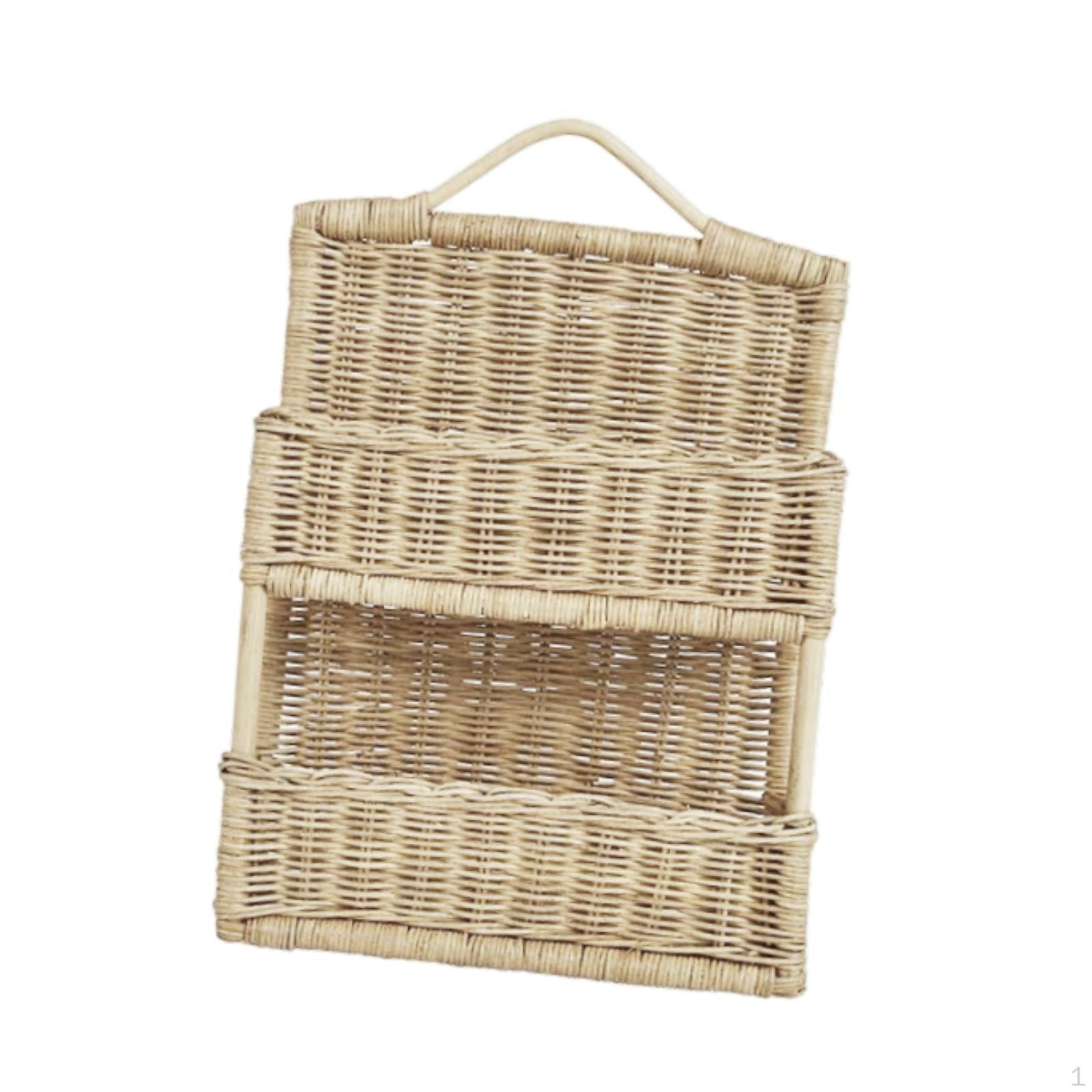 Двойная плетеная подвесная корзина плетеные корзины для хранения фруктов для организации кухни Wood Color 5389₽