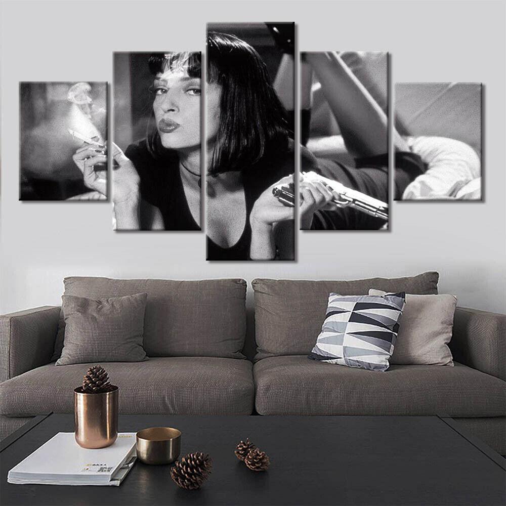 

5 шт. Криминальное чтиво Миа Уоллес Современный декор Холст Настенное искусство HD Печать без рамки 5 панелей Абстрактные картинки Плакат Домашний декор