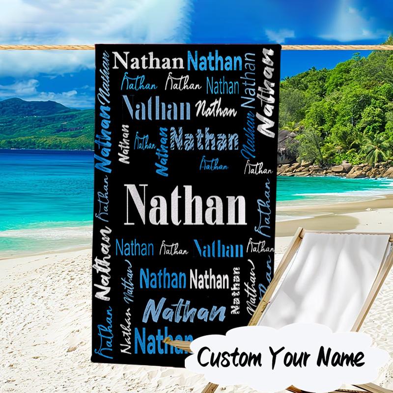 Personalisierter Name Dein Name Kunst Design Mikrofaser Strandtuch Super Weich & Saugfähig für Bad, Strand, Reisen Badezeit Zubehör, Fan Geschenke