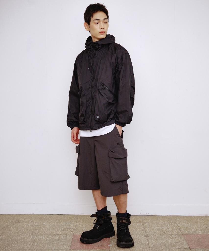 Kallapataleu Nylon Banding Cargo Pocket Bermuda Shorts - Charcoal