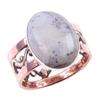 Natural Dendrite Opal Gemstone 925 Sterling Silver TwoTone Gift Ring S.7 y5V10
