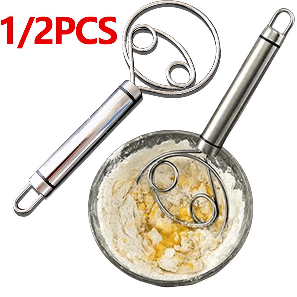 Stainless Steel Egg Stirring Whisk Double Eyeliner Circles Manual Dough Beater Flour Mixer Kitchen Tool Cream Butter Dough