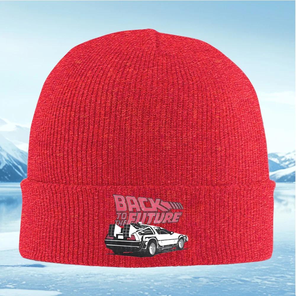 Back Future DeLorean automobile design artwork Unisex Women Unisex Knitted Hat Beanie Pullover Cap Winter Thermal Warm Christmas Ou