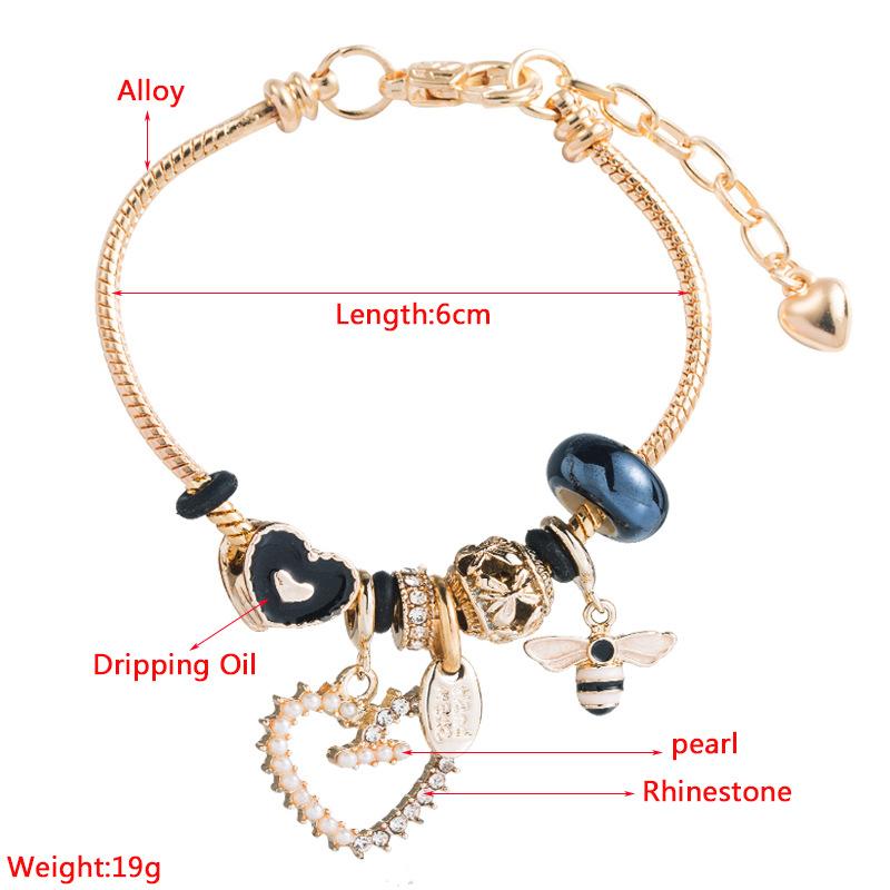 Meier Diy cute heart pendant alloy bracelet - trendy bestseller bracelet & accessories