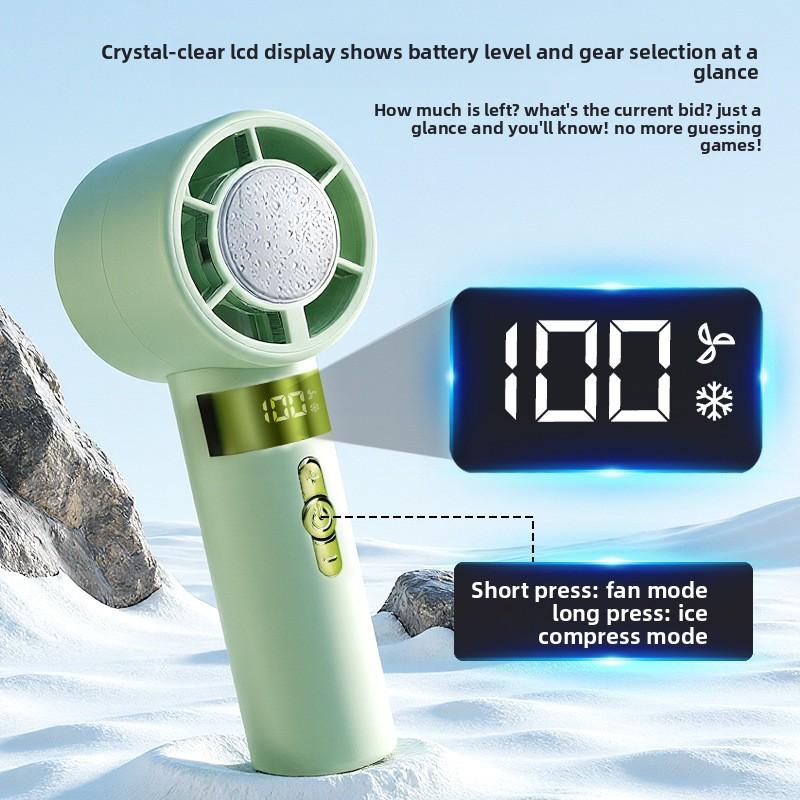Simple Ice Pack High-Speed Handheld Fan with 100-speed Digital Display Portable Fan USB Charging Version Ice-Feeling Mini Fan