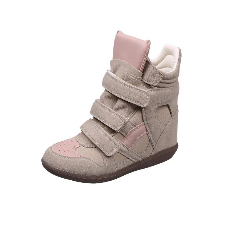 Autumn Velcro Women's Shoes, Color-Blocked Sporty Casual High-Top Shoes