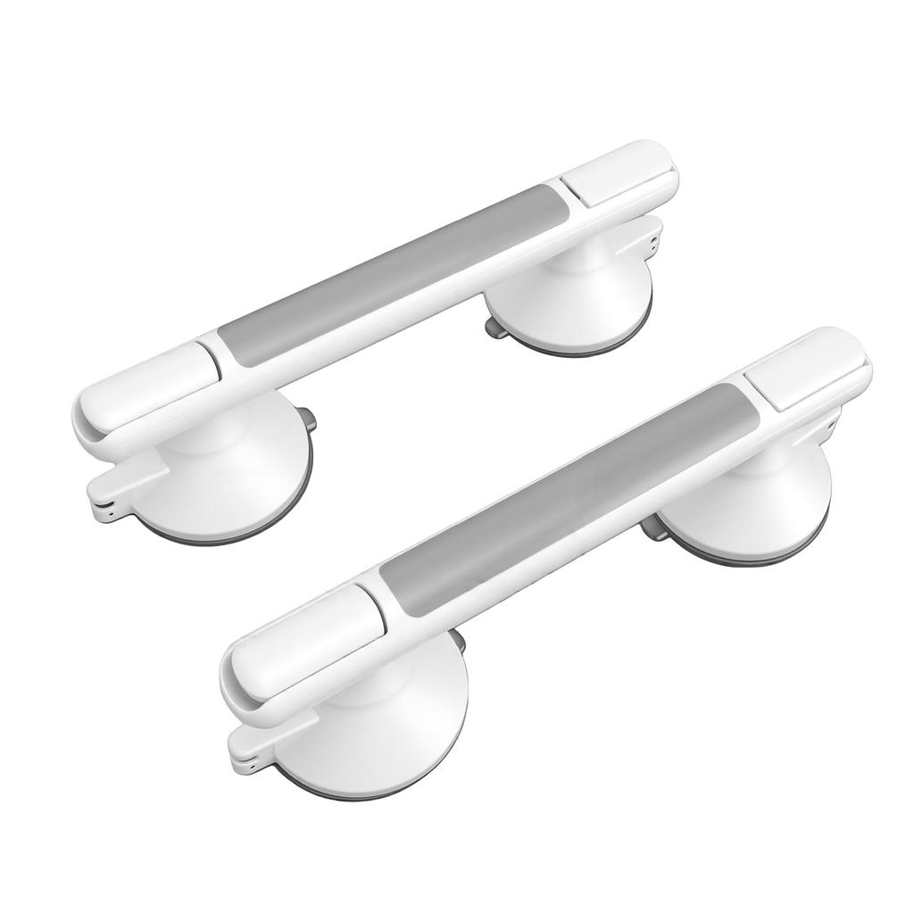 2 Pcs Shower Grab Bar No Drilling Non Slip Suction Cup Handicap Shower Safety Bar Gray