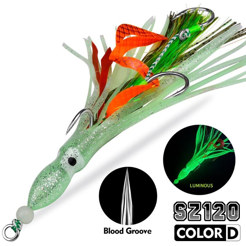 

1pc18with Jigging Hook Colorful Silicone Squid Lures for Night Fishing Squid Bait Fishing Hook Tackle 10.5g