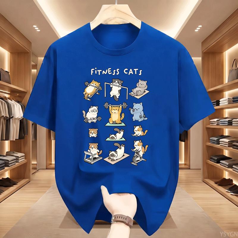 Funny Cat Tshirt Unisex Unisex Fitness Cats Gym Workout T Shirt Husband Gift For Him Round Neck Printed Streetwear Clothes Tops