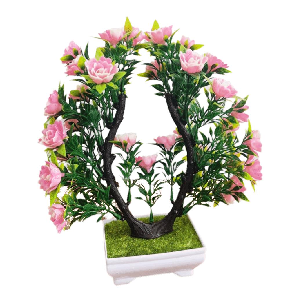 Multicolor Artificial Plants Bonsai Table Decoration with Flowerpot Fake Flowerpotted Photography Props Plastic