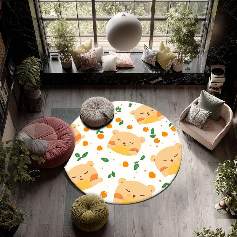 Little Bear Theme Pattern Round rug,Carpet Rug for Living Room Bedroom Playroom ,Non-slip Floor Mat,Holiday Gifts and Birthday Gifts.